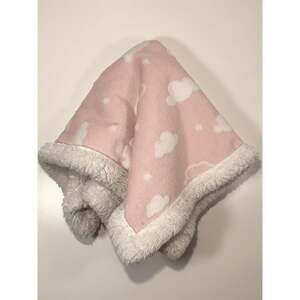 Pink lovey white clouds fleece